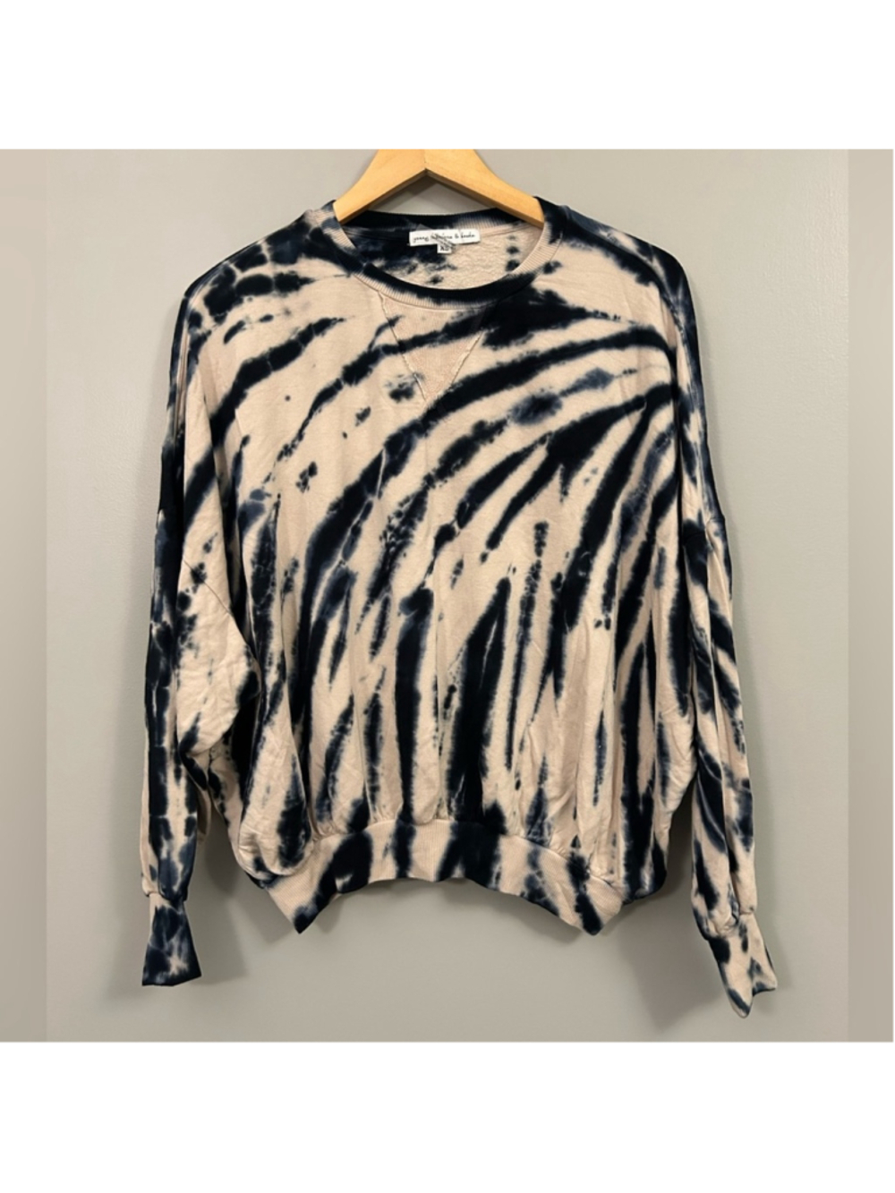 Young Fabulous & Broke Black & Cream Tie-Dye Pullover Sweatshirt XS Comfy Soft